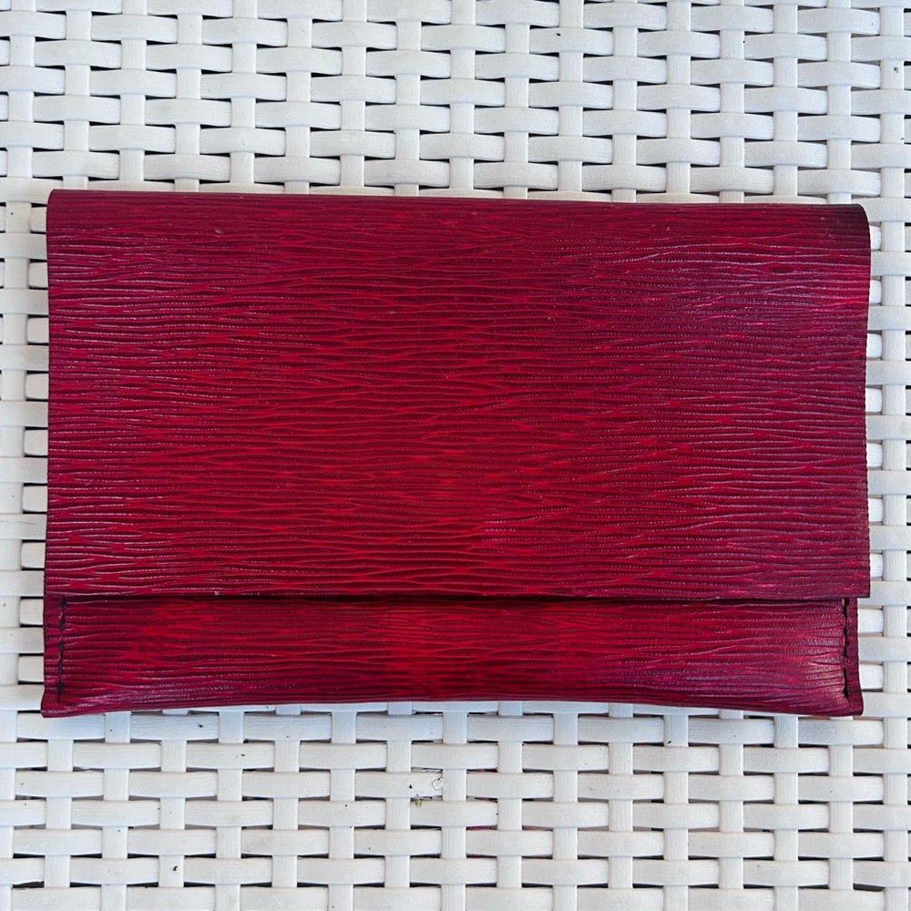 Elegant Genuine Leather Envelope Red Clutch Handbag Artisan Handcrafted Classic